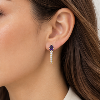 Abby 10K Yellow Gold Pear-Cut Amethyst Earrings