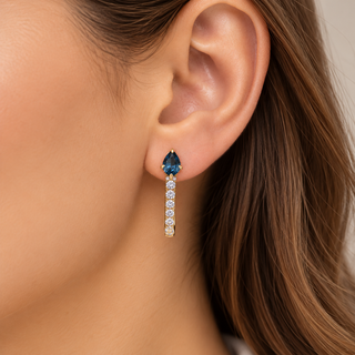 Amelie 10K Yellow Gold Round-Cut Brazilian London Blue Topaz Earrings