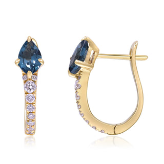 Amelie 10K Yellow Gold Round-Cut Brazilian London Blue Topaz Earrings