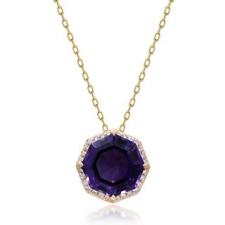Valerie 10K Yellow Gold Round-Cut Amethyst Pendant