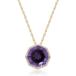 Valerie 10K Yellow Gold Round-Cut Pink Amethyst Pendant