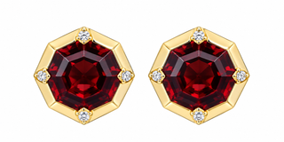 Amelie 10K Yellow Gold Round-Cut Garnet Earrings