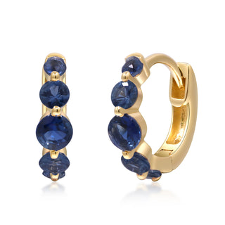 Abby 10K Yellow Gold Round-Cut Blue Sapphire Earrings