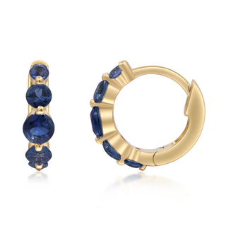 Abby 10K Yellow Gold Round-Cut Blue Sapphire Earrings