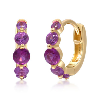Abby 10K Yellow Gold Round-Cut Pink Sapphire Earrings