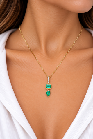 Amelie 14K Yellow Gold Emerald-Cut Zambian Emerald Pendant