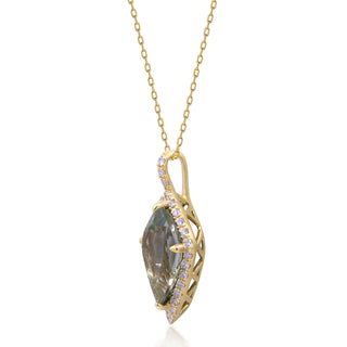Valerie 10K Yellow Gold Pear-Cut Green Amethyst Pendant