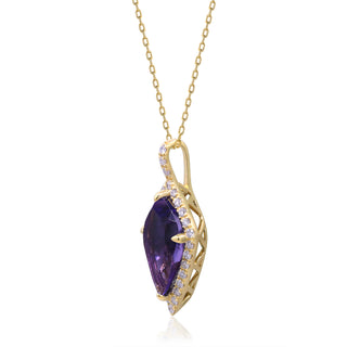 Valerie 10K Yellow Gold Pear-Cut Pink Amethyst Pendant