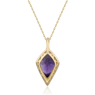 Valerie 10K Yellow Gold Pear-Cut Amethyst Pendant