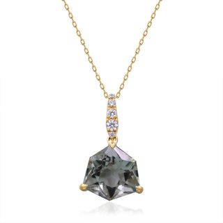 Abby 10K Yellow Gold Trillion-Cut Green Amethyst Pendant