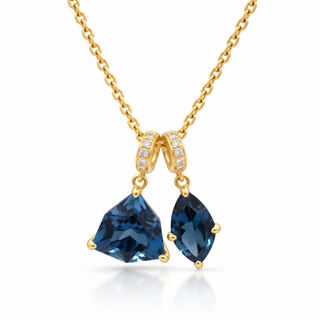 Abby 10K Yellow Gold Trillion-Cut Brazilian London Blue Topaz Pendant