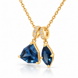 Abby 10K Yellow Gold Trillion-Cut Brazilian London Blue Topaz Pendant