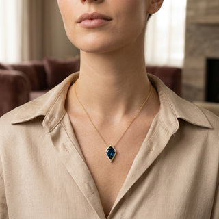 Valerie 10K Yellow Gold Pear-Cut Brazilian London Blue Topaz Pendant