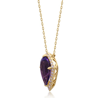 Valerie 10K Yellow Gold Pear-Cut Pink Amethyst Pendant