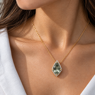 Valerie 10K Yellow Gold Pear-Cut Green Amethyst Pendant