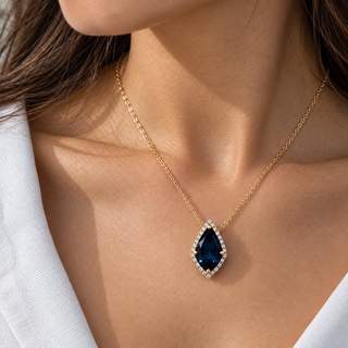 Valerie 10K Yellow Gold Pear-Cut Brazilian London Blue Topaz Pendant