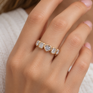 Ruth 14K Yellow Gold Heart-Cut LAB Grown Diamond Rings