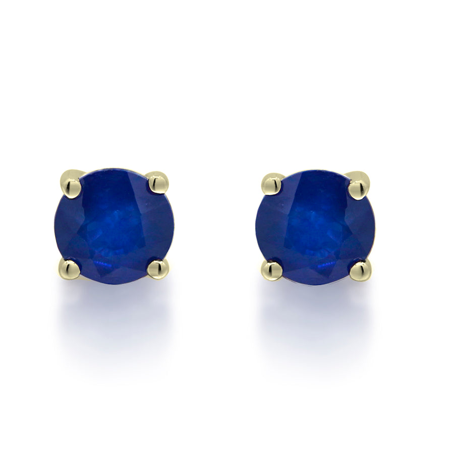 Hana 10K Yellow Gold Round-Cut Ceylon Blue Sapphire Earring