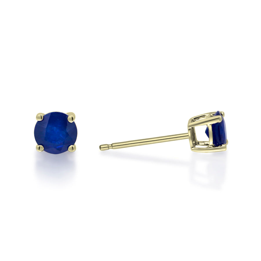 Hana 10K Yellow Gold Round-Cut Ceylon Blue Sapphire Earring