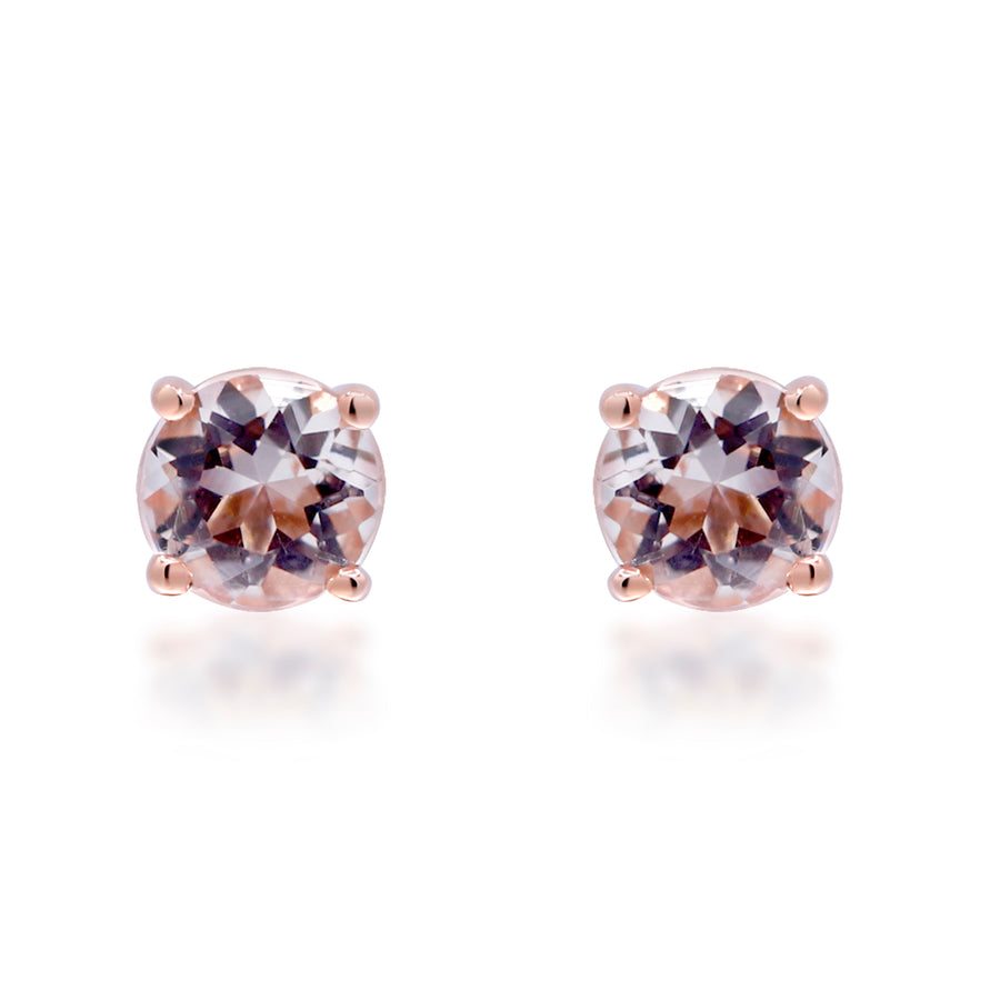 Naomi 14K Rose Gold Round-Cut Madagascar Morganite Earrings