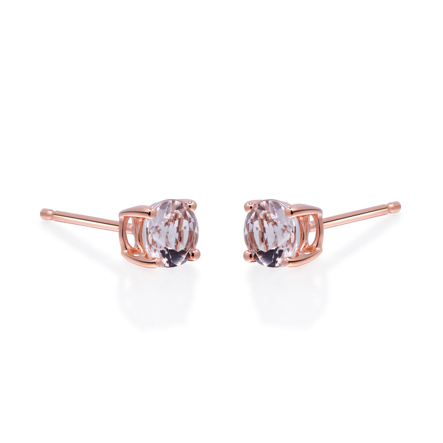 Naomi 14K Rose Gold Round-Cut Madagascar Morganite Earrings