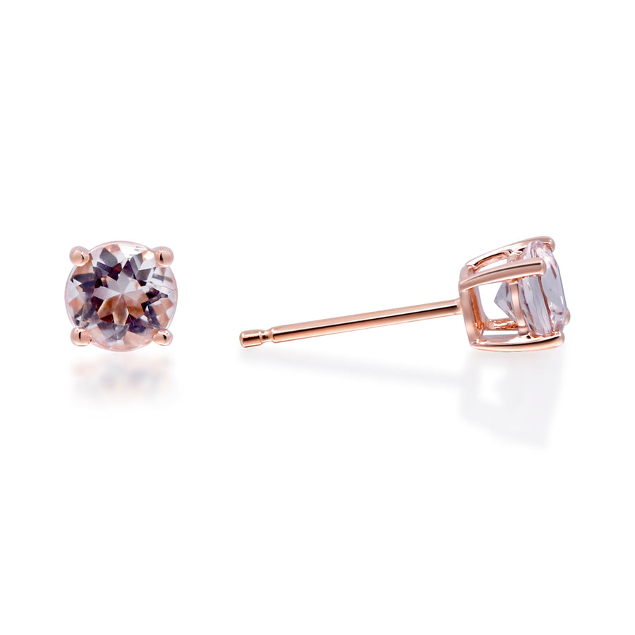 Naomi 14K Rose Gold Round-Cut Madagascar Morganite Earrings