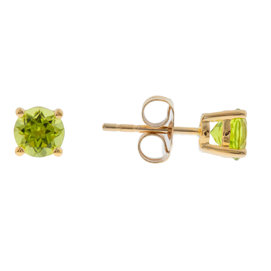 Elizabeth 10K Yellow Gold Round-Cut Manchurian Peridot Earring