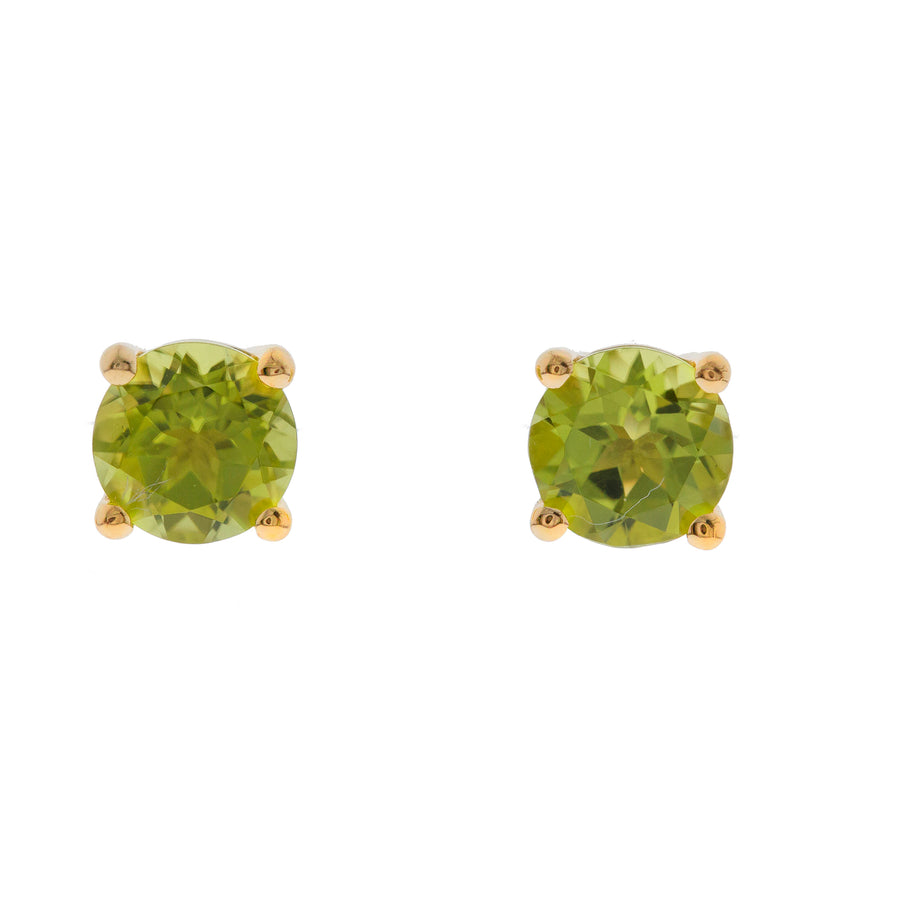 Elizabeth 10K Yellow Gold Round-Cut Manchurian Peridot Earring