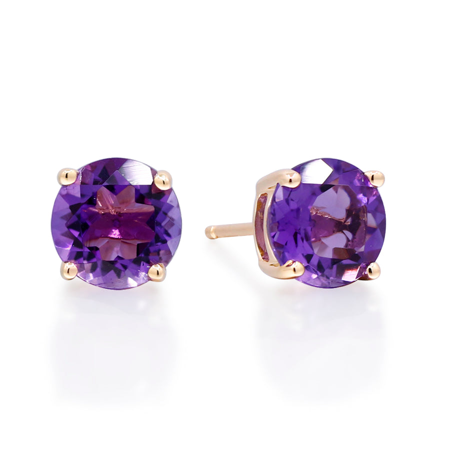 Clare 10K Yellow Gold Round-Cut Brazilian Amethyst Earring