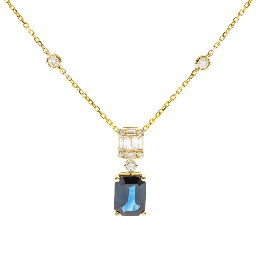 Oaklynn 18K Yellow Gold Emerald-Cut Ceylon Blue Sapphire Pendant