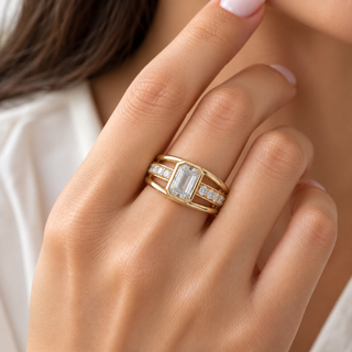 14K Yellow Gold Emerald-Cut LAB Grown Diamond Ring