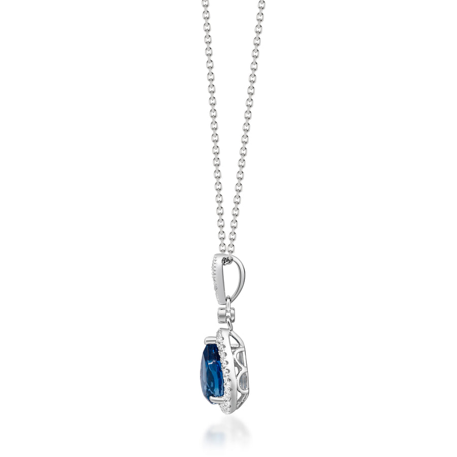 Victoria 14K White Gold Pear-Cut Brazilian London Blue Topaz Pendant