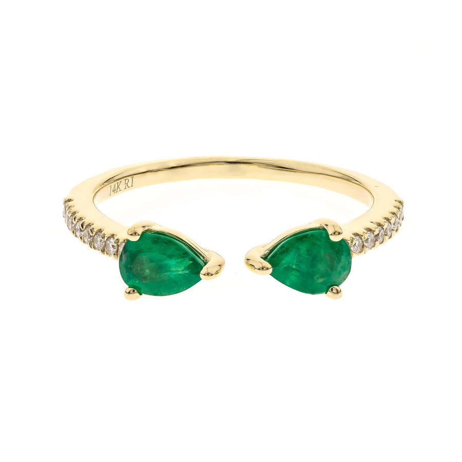 Celeste 14K Yellow Gold Pear-Cut Emerald Ring