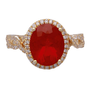 Esme 14K Yellow Gold Oval-Cut Mexican Fire Opal Ring
