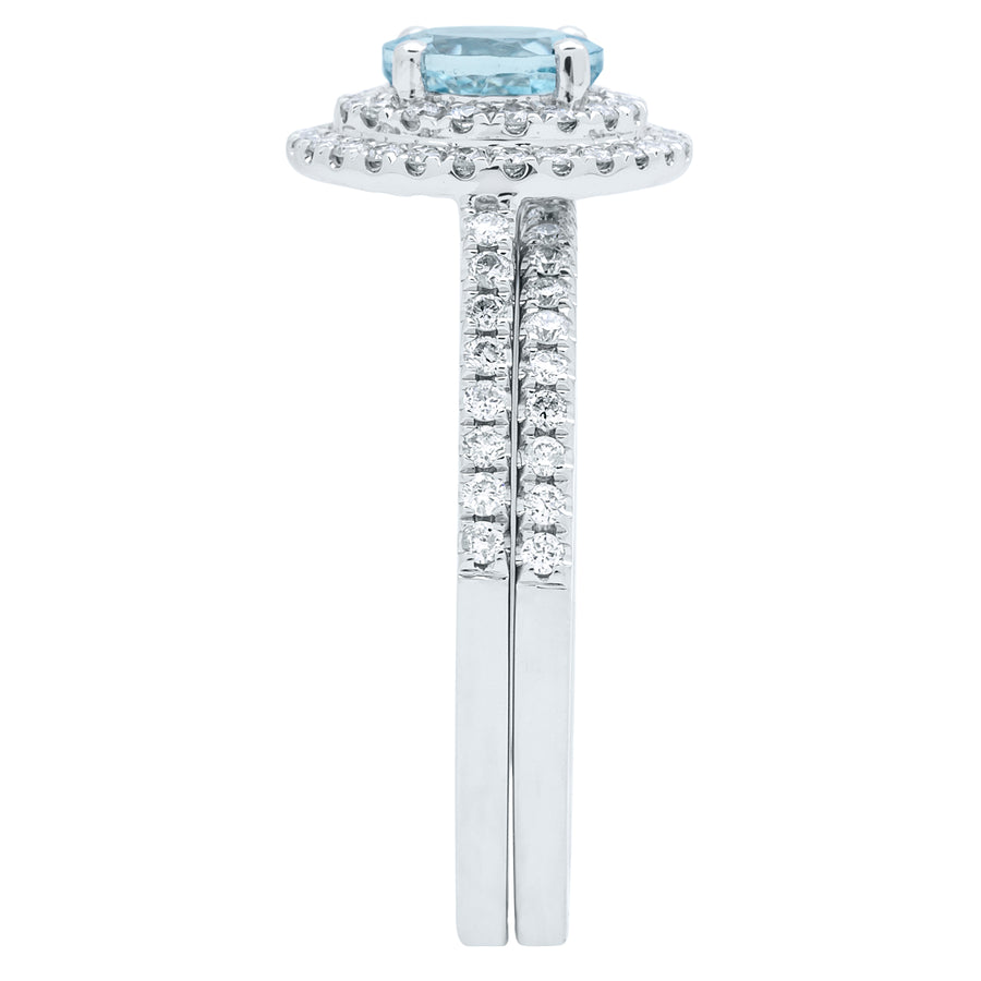 Adalynn 14K White Gold Round-Cut Aquamarine Ring