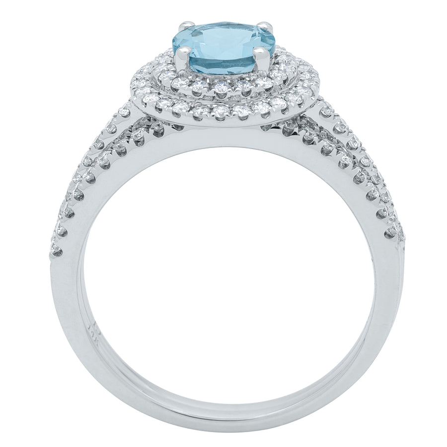 Adalynn 14K White Gold Round-Cut Aquamarine Ring