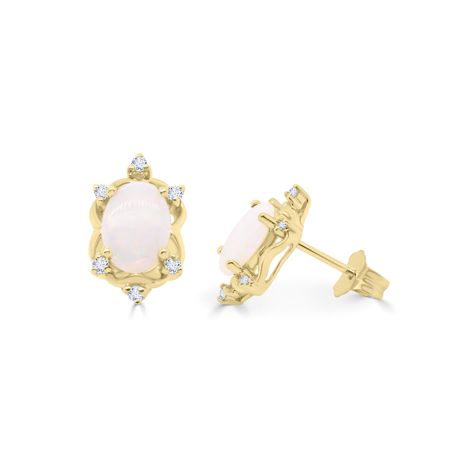 Ami 10K Yellow Gold Oval-Shape Natural African Opal Earring