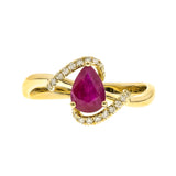 Lilah 10K Yellow Gold Pear-Cut Mozambique Ruby Ring