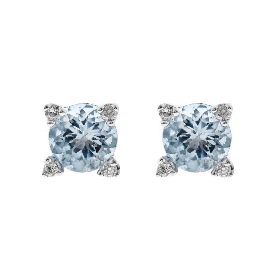 Jasper 10K White Gold Round-Cut Brazilian Aquamarine Earrings