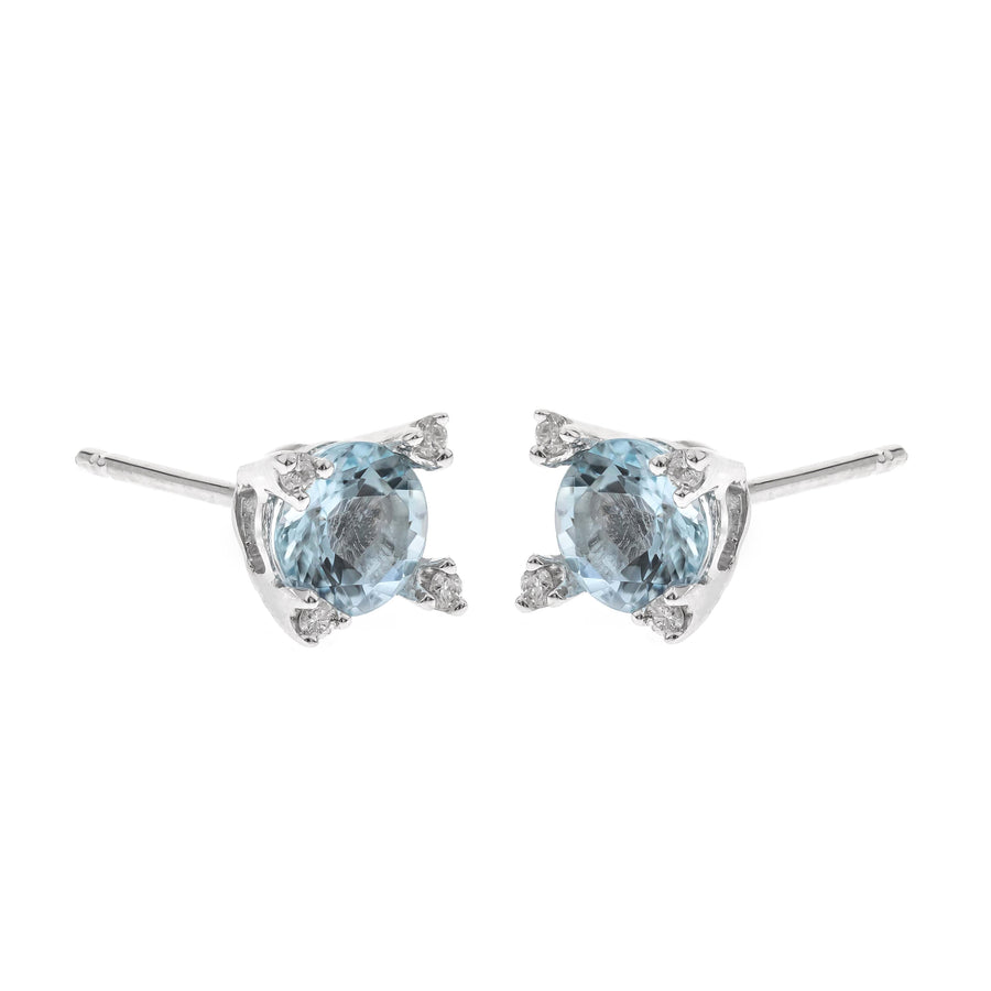 Jasper 10K White Gold Round-Cut Brazilian Aquamarine Earrings