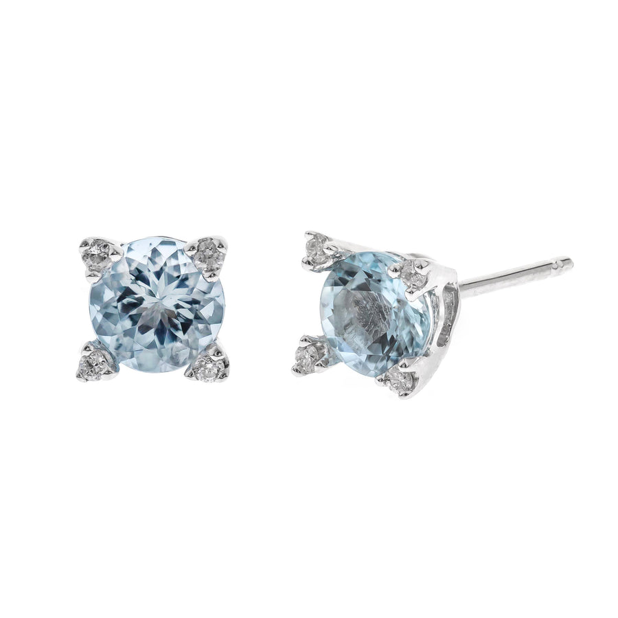 Jasper 10K White Gold Round-Cut Brazilian Aquamarine Earrings