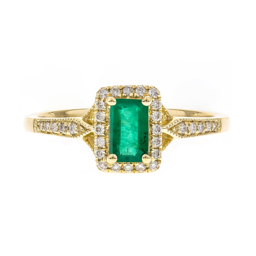 Penelope 10K Yellow Gold Emerald-Cut Emerald Ring