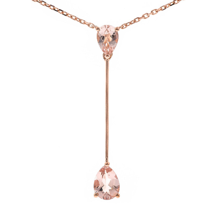 Cecilia 10K Rose Gold Pear-Cut Madagascar Morganite Necklace