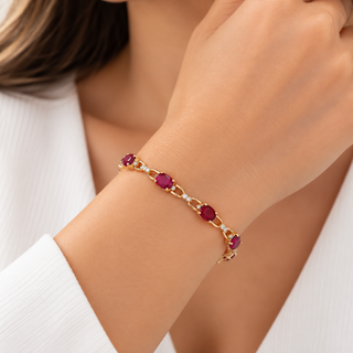 Ruth 14K Yellow Gold Oval-Cut Mozambique Ruby Bracelet