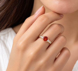 Esme 14K Yellow Gold Round-Cut Mexican Fire Opal Ring