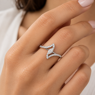 Megan 10K White Gold Marquise-Cut White Diamond Ring