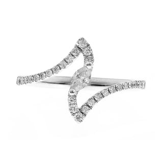 Megan 10K White Gold Marquise-Cut White Diamond Ring