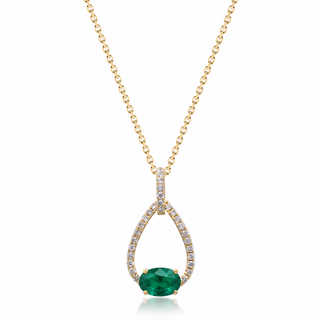 Genesis 10K Yellow Gold Oval-Cut Emerald Pendant