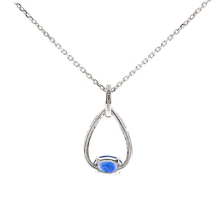Oakley 10K White Gold Oval-Cut Blue Sapphire Pendant