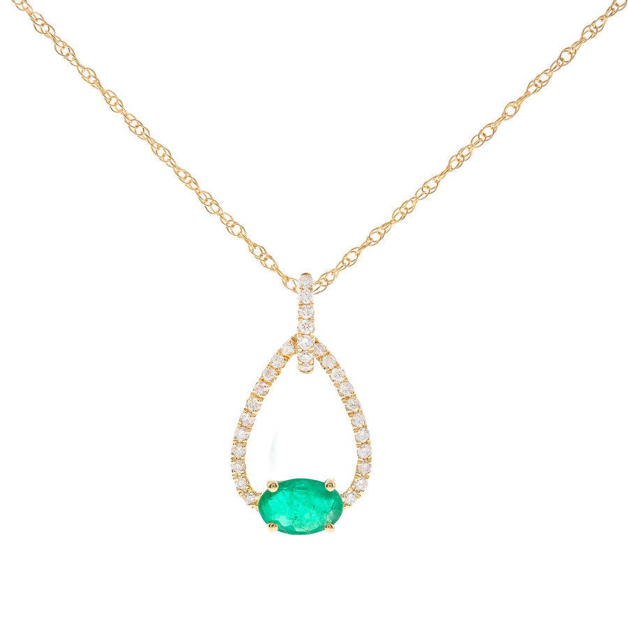 Genesis 10K Yellow Gold Oval-Cut Natural Zambian Emerald Pendant